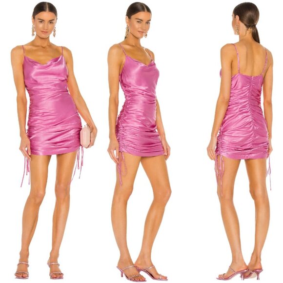 Bardot Revolve Mini Ruched Dress Women's 6 Small Vint Pink Cocktail Party Event - Picture 1 of 13